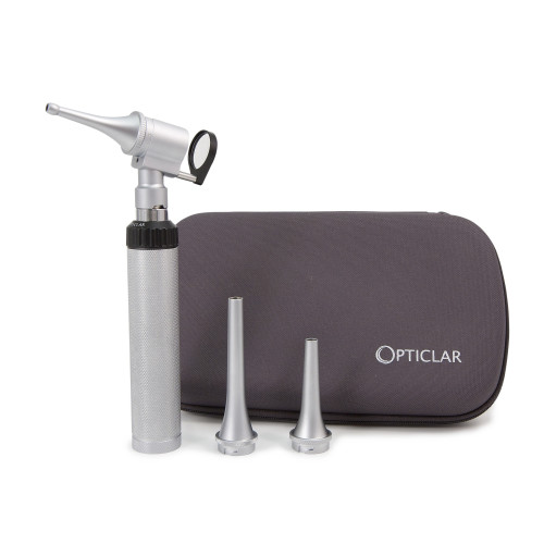 Opticlar Otoscope Set with Slit Veterinary Head / Metal Tip Set / C-cell Battery Handle and Zip Case *1