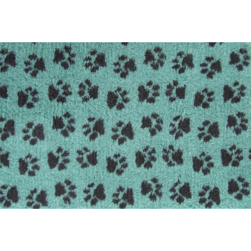 Vet Bedding ROLL Teal with Black Paw Prints 30in x 7m (Non-slip Backing)*1