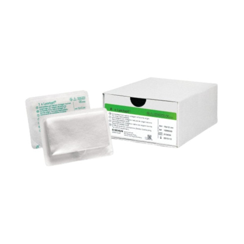 Lyostypt haemostatic agent 3x5cm size, box and package side-by-side