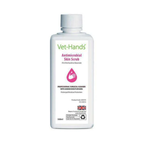 Vet-Hands 500ml (High Quality 4% Chlorhexadine Gluconate Scrub with Natural Emollients)