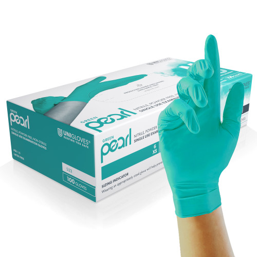 Pearl Nitrile Powder Free Gloves Green S